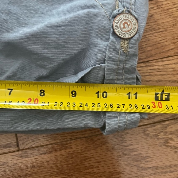 [W29]True Religion Gray/Blue Linen Cotton Sammy Shorts Wide Fold Hem - Picture 6 of 8